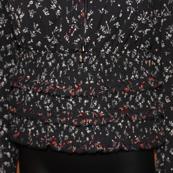 FREE People Black Floral Print Ruched Crop Top - Picture 7 of 7